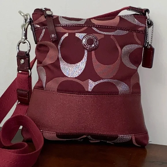 Coach Signature Metallic Stripe Crossbody Bag - Picture 8 of 15